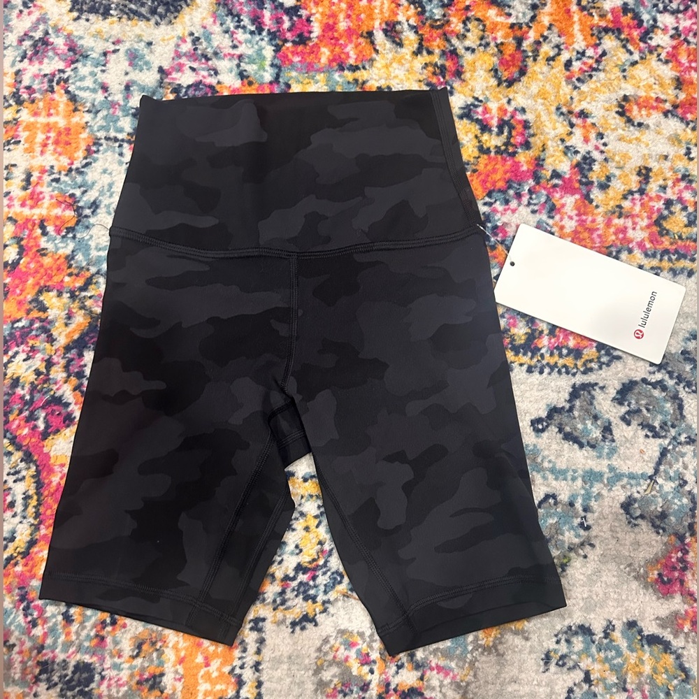 Lululemon Black Camo High-Waisted Biker Shorts
